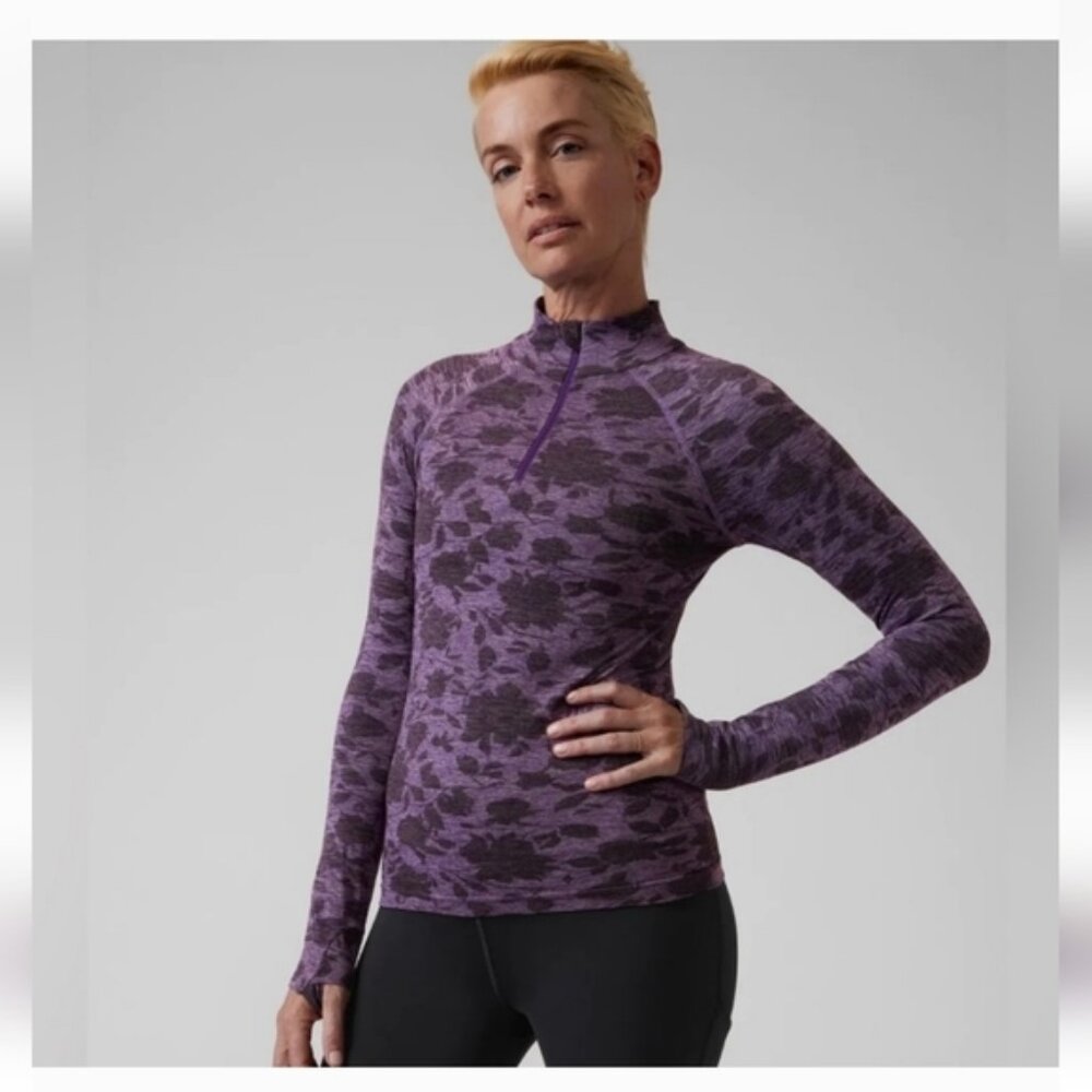 Athleta Momentum Seamless Women's Athletic Sweatshirt Size Small Floral Gorpcore